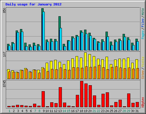 Daily usage for January 2012