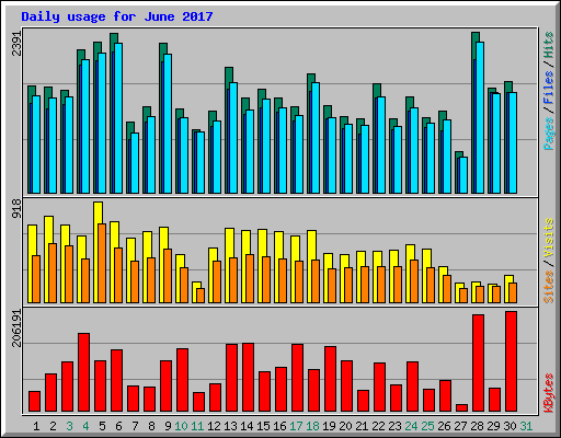 Daily usage for June 2017