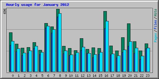 Hourly usage for January 2012