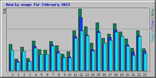 Hourly usage for February 2013