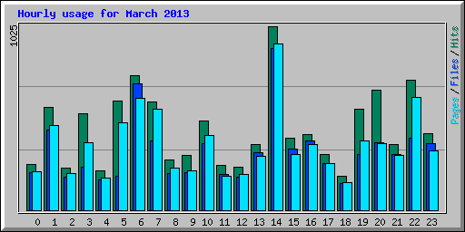 Hourly usage for March 2013